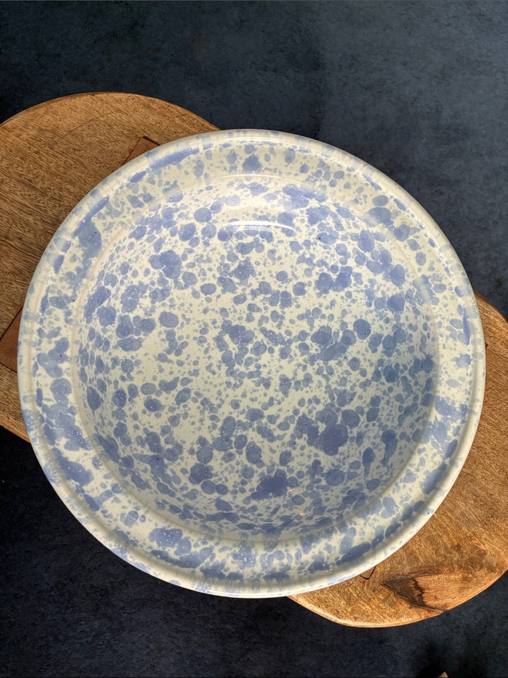Bennington Potters 10.5” serving bowl in morning glory blue agate Vermont USA